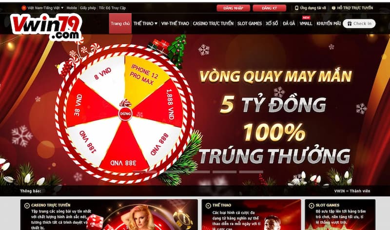 Khuyến mãi tiền cược miễn phí Vwin vòng quay may mắn